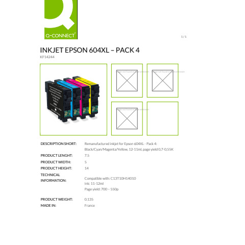 Cartuccia Q-Connect rigenerata Epson 604XL (C13T10H64010) nero/ciano/magenta/giallo - KF14244